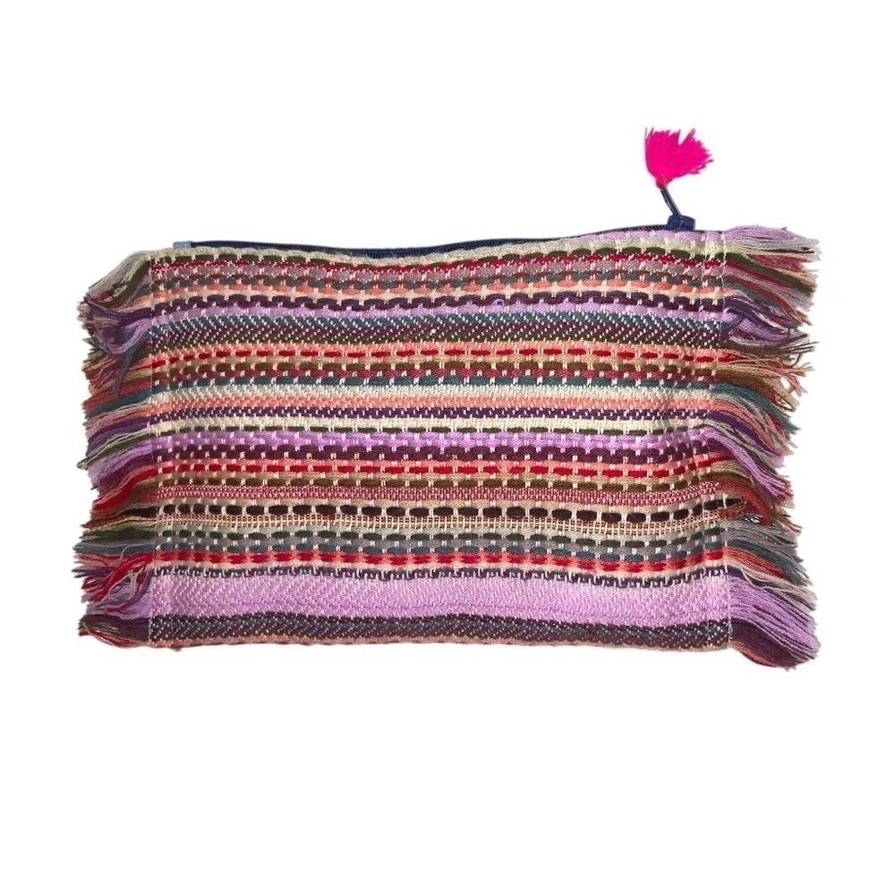 Karma Living Wonderlust Fringe Multicolor Woven Pouch
